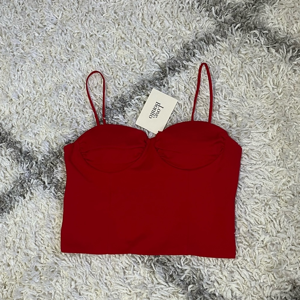 Love Bonito Padded Bustier Top in Red